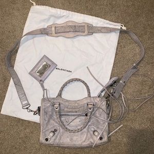 SOLD - Balenciaga Gray Marble Mini City Bag